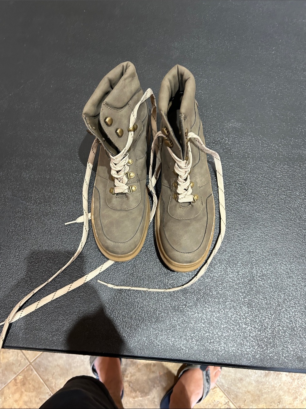 Nautica Men's Taupe/Beige Lace-Up High-Top Boots